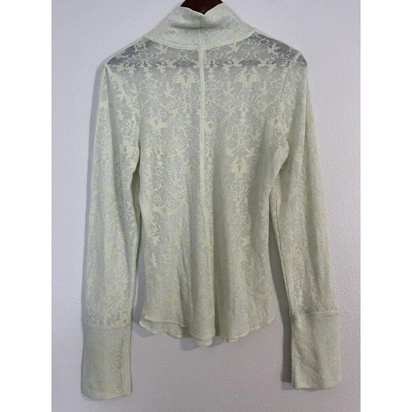 Intimately Free People Top Women’s L Neon Green Long Sleeve Soft Semi Sheer - Picture 3 of 6